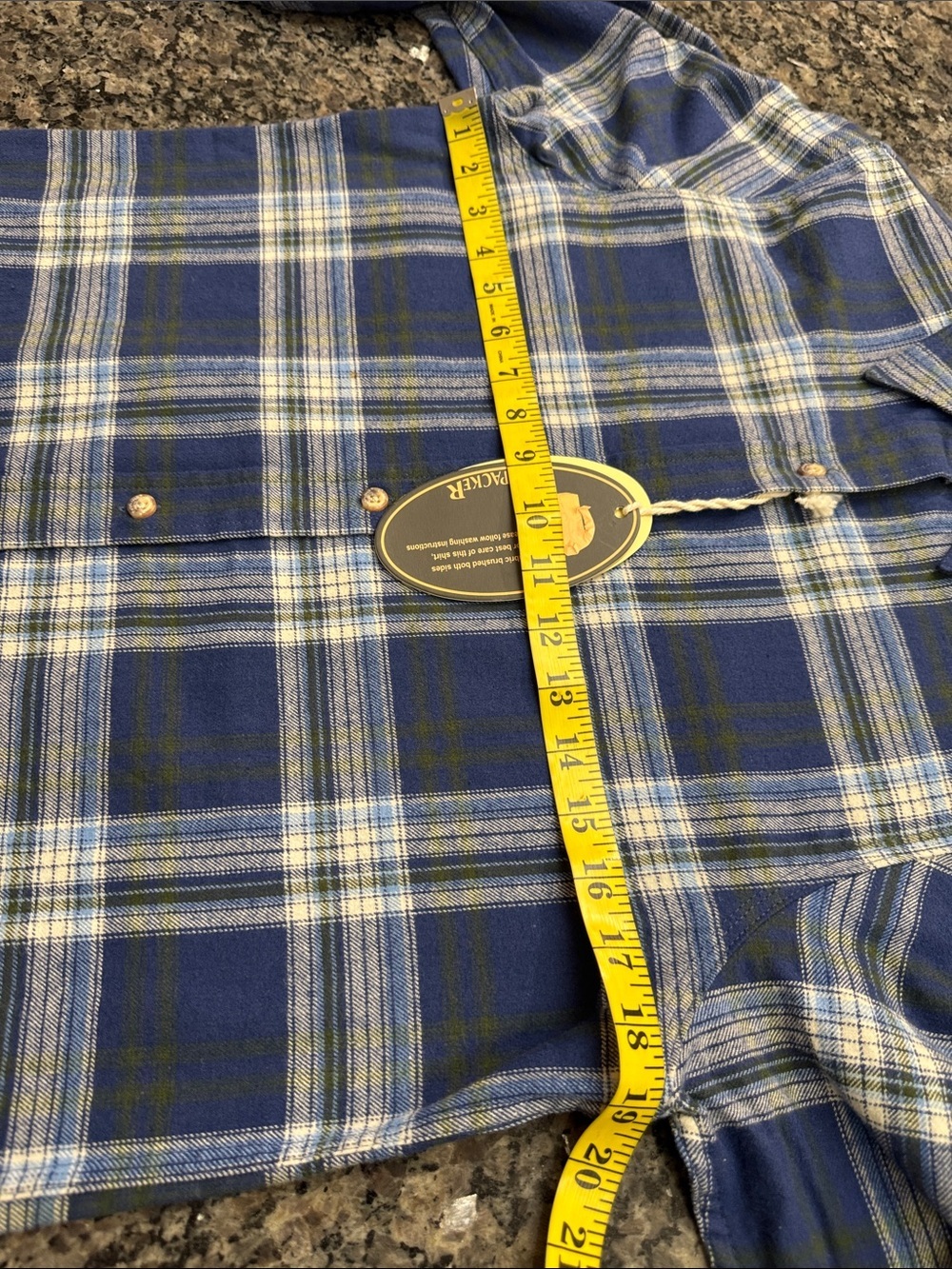 Backpacker flannel cotton Navy Plaid Button-Down Shirt work wear NWT S - Picture 8 of 10